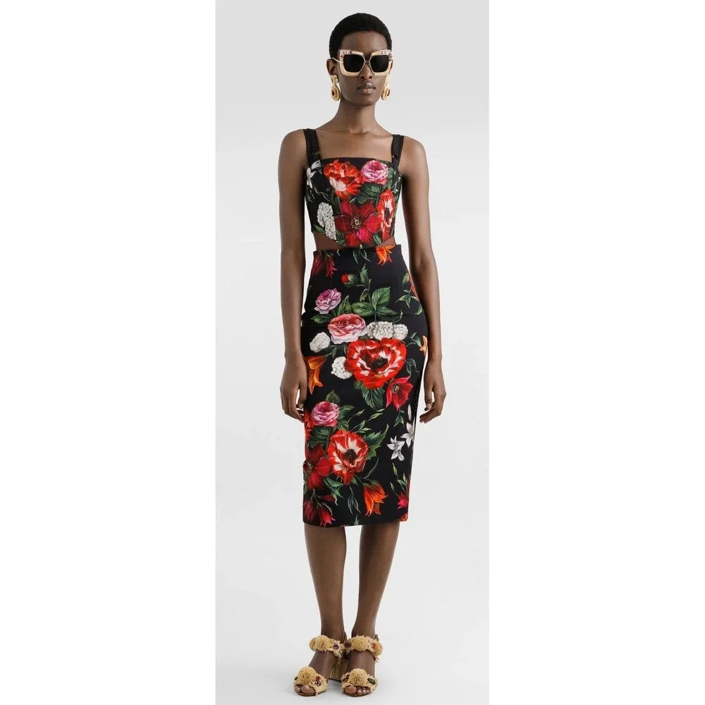 Dolce & Gabbana Flower-print bustier With Floral Skirt‎ Set. 2 Piece. $3200 NWT